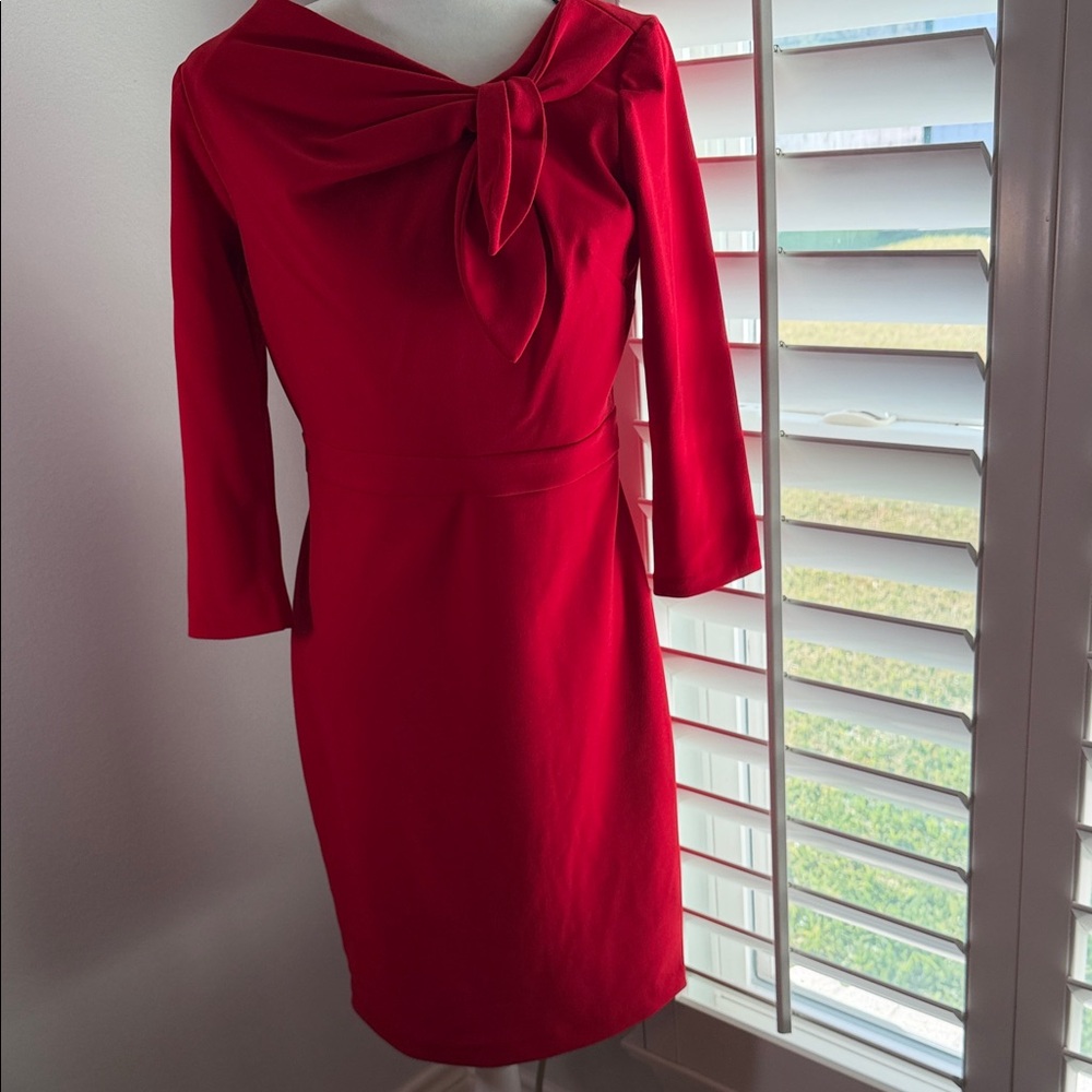 Calvin Klein Red Long Sleeve Dress with tie size 8